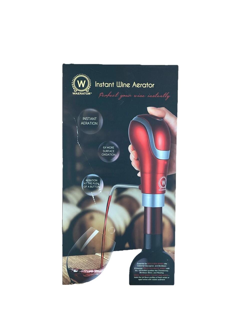 Waerator Instant Wine Aerator Black Open Box Unused